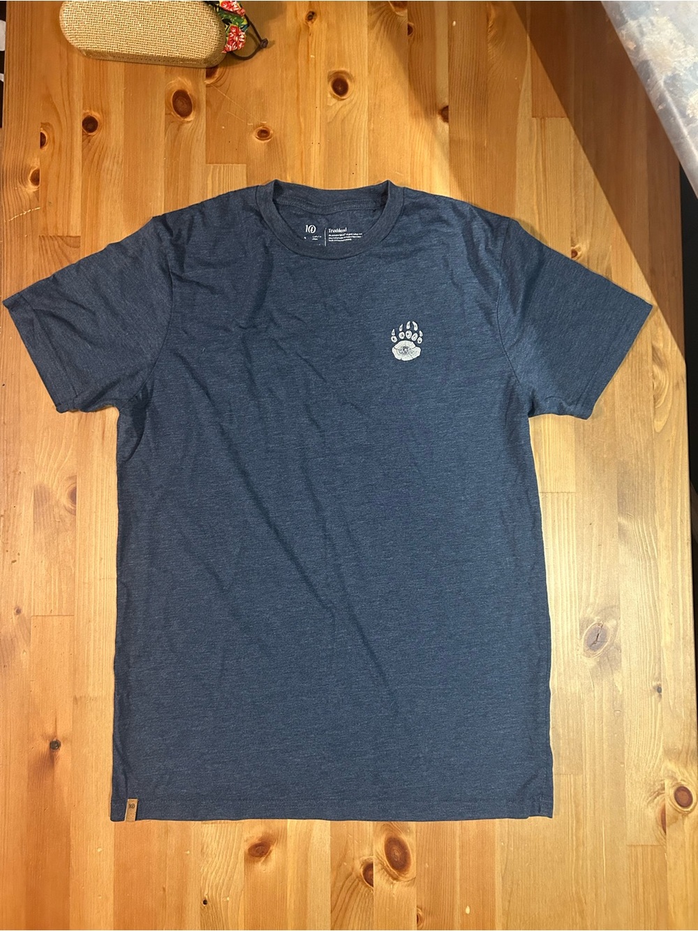 tentree Men's Heather Navy Short Sleeve Crew with Paw Emblem